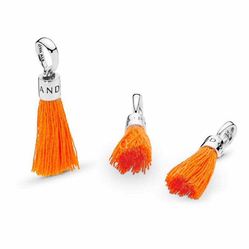 Pandantiv De Talisman Pandora Orange Fabric Tassel Argint/Portocalii (ptXJ5HNf)